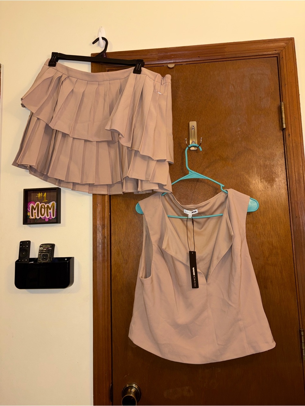 Women's Tan Tiered Ruffle Skirt set